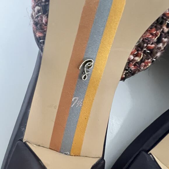 Sam Edelman Brit Kitten Heel Slip On Pointy Toe Pumps 7.5 Multi Tweed Boucle - Picture 9 of 9